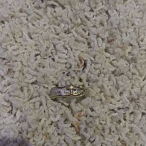 Real silver and gold with real diamond cross ring